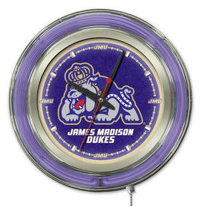 James Madison Dukes Double Neon Wall Clock - 15 "
