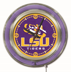 LSU Tigers Double Neon Wall Clock - 15 "