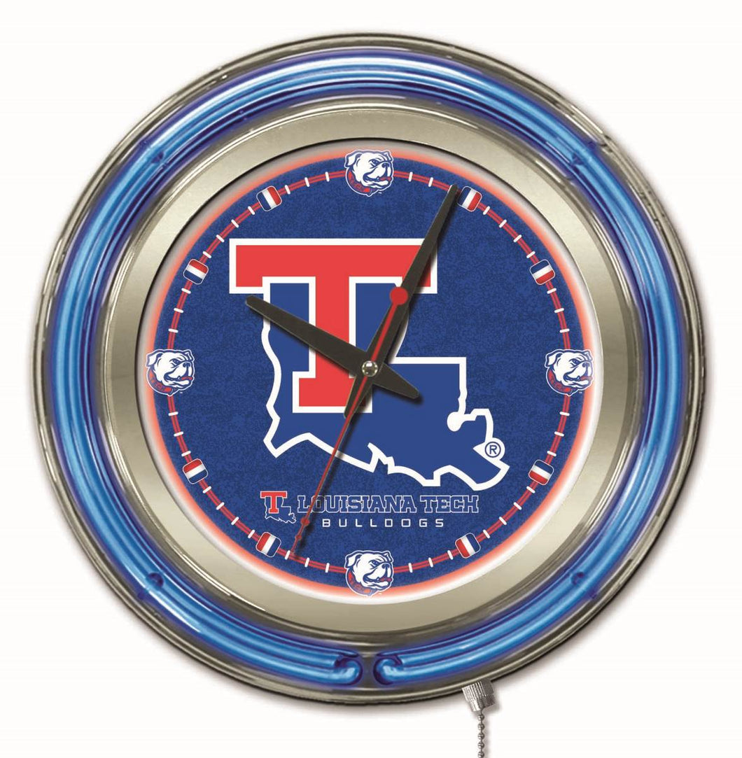 Louisiana Tech Bulldogs Double Neon Wall Clock - 15 