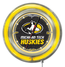 Michigan Tech Huskies Double Neon Wall Clock - 15 "