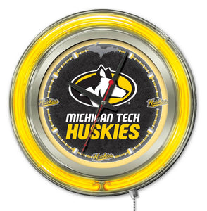 Michigan Tech Huskies Double Neon Wall Clock - 15 "
