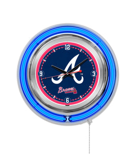 Atlanta Braves Double Neon Wall Clock - 15"