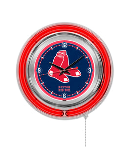 Boston Red Sox Double Neon Wall Clock - 15"