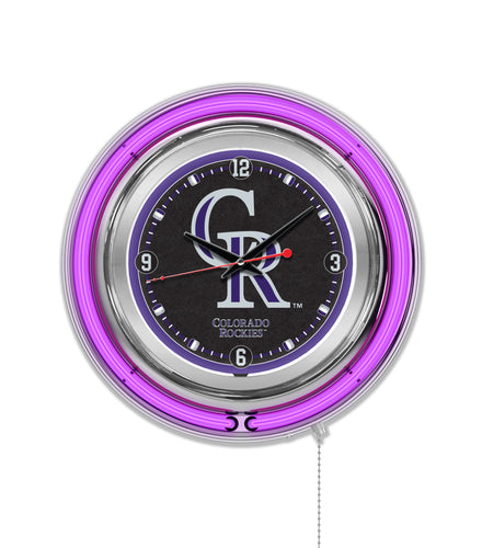 Colorado Rockies Double Neon Wall Clock - 15