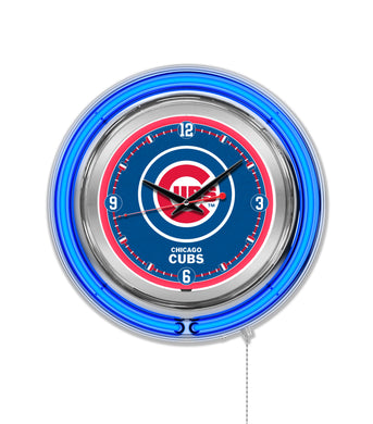 Chicago Cubs Double Neon Wall Clock - 15