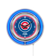 Chicago Cubs Double Neon Wall Clock - 15"