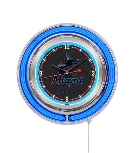 Miami Marlins Double Neon Wall Clock - 15