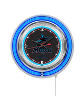 Miami Marlins Double Neon Wall Clock - 15"