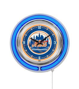New York Mets Double Neon Wall Clock - 15"
