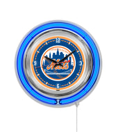 New York Mets Double Neon Wall Clock - 15"