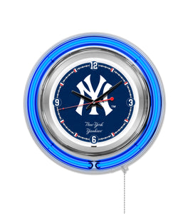 New York Yankees Double Neon Wall Clock - 15"
