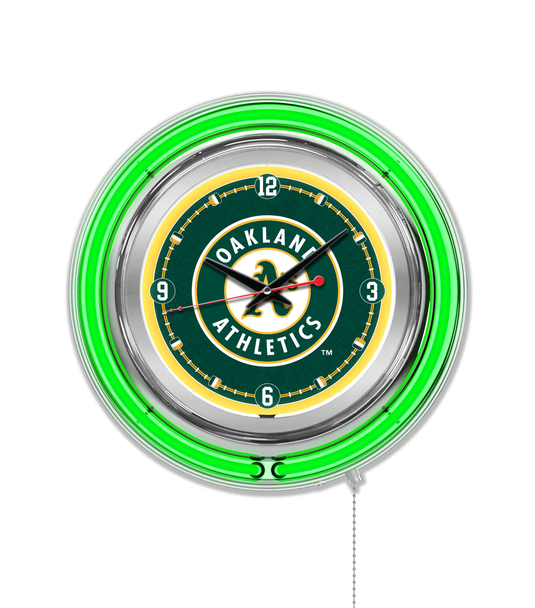 Oakland Athletics Double Neon Wall Clock - 15