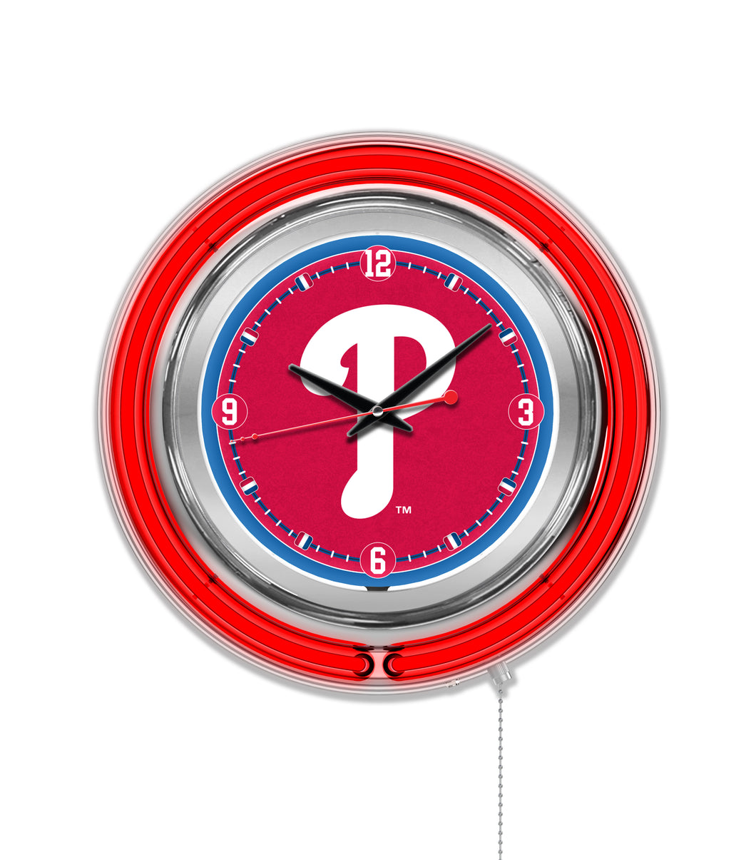 Philadelphia Phillies Double Neon Wall Clock - 15