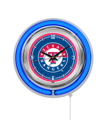 Texas Rangers Double Neon Wall Clock - 15