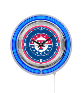 Texas Rangers Double Neon Wall Clock - 15"