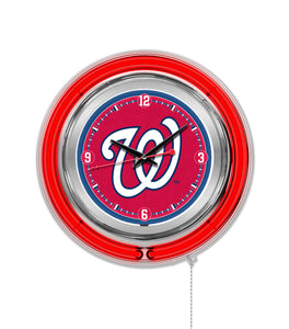 Washington Nationals Double Neon Wall Clock - 15"