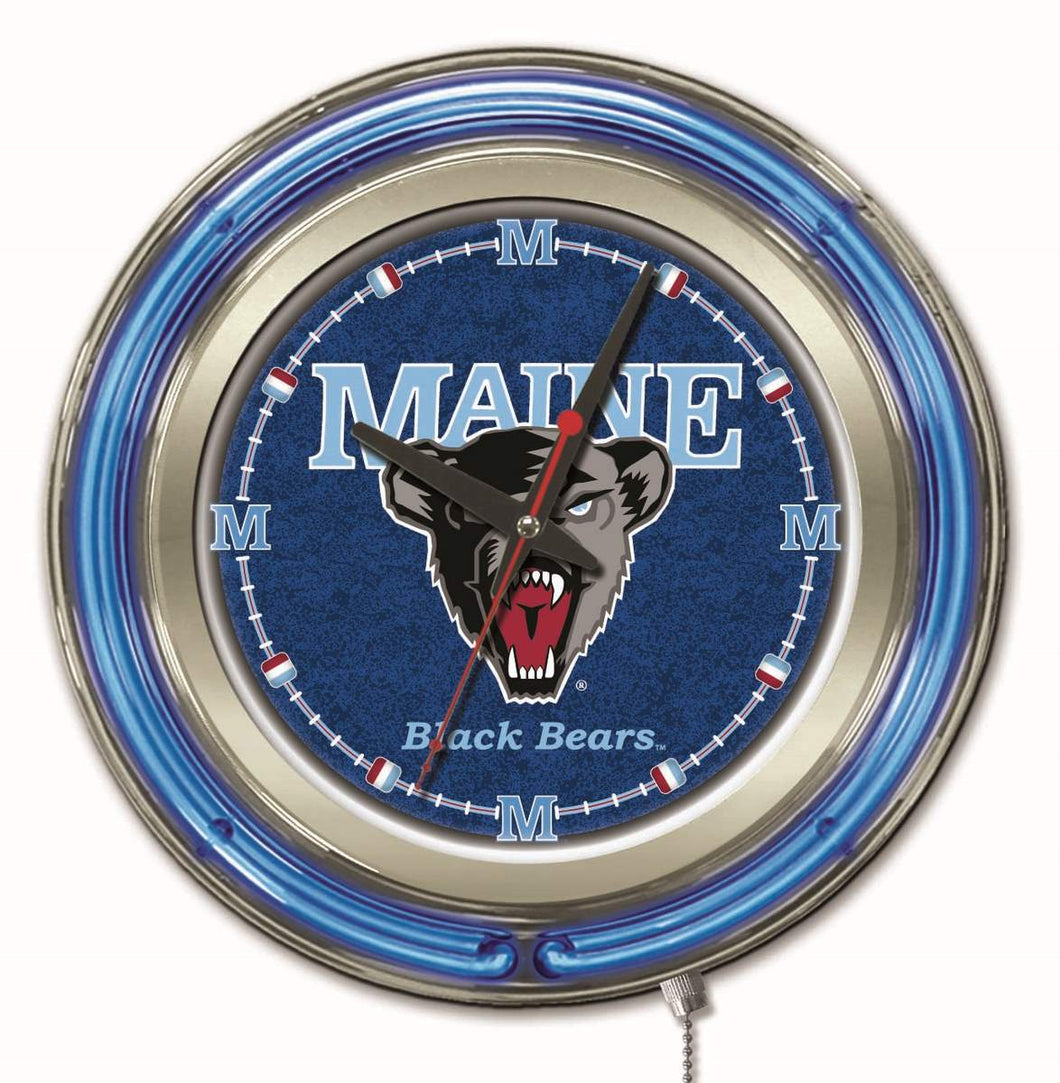 Maine Black Bears Double Neon Wall Clock - 15 