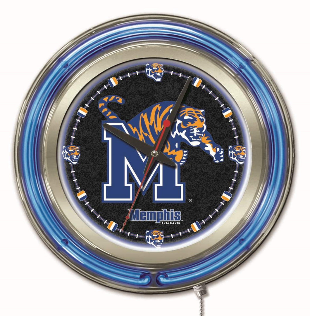 Memphis Tigers Double Neon Wall Clock - 15 