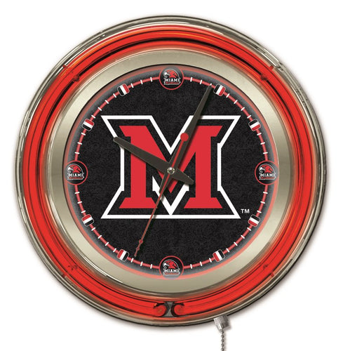 Miami Redhawks Double Neon Wall Clock - 15 