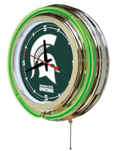 Michigan State Spartans Double Neon Wall Clock - 15"