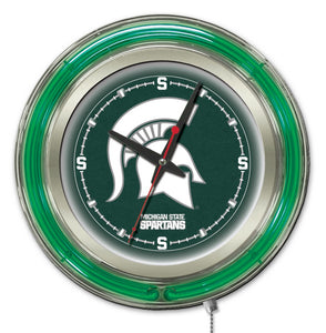 Michigan State Spartans Double Neon Wall Clock - 15 "