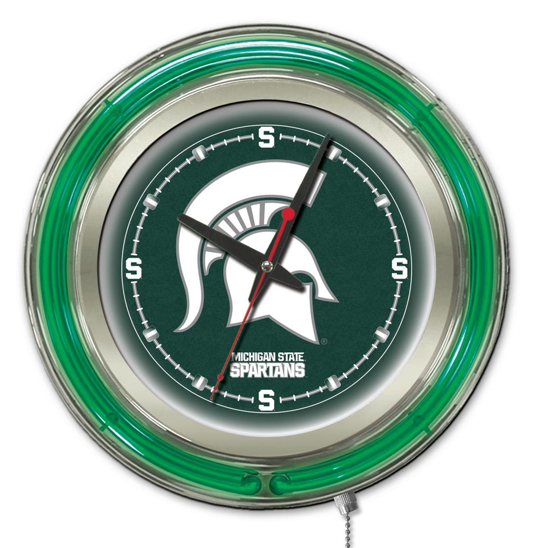 Michigan State Spartans Double Neon Wall Clock - 15 