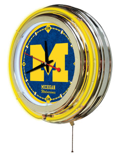 Michigan Wolverines Double Neon Wall Clock - 15"