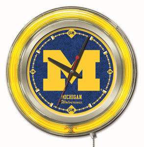 Michigan Wolverines Double Neon Wall Clock - 15 "