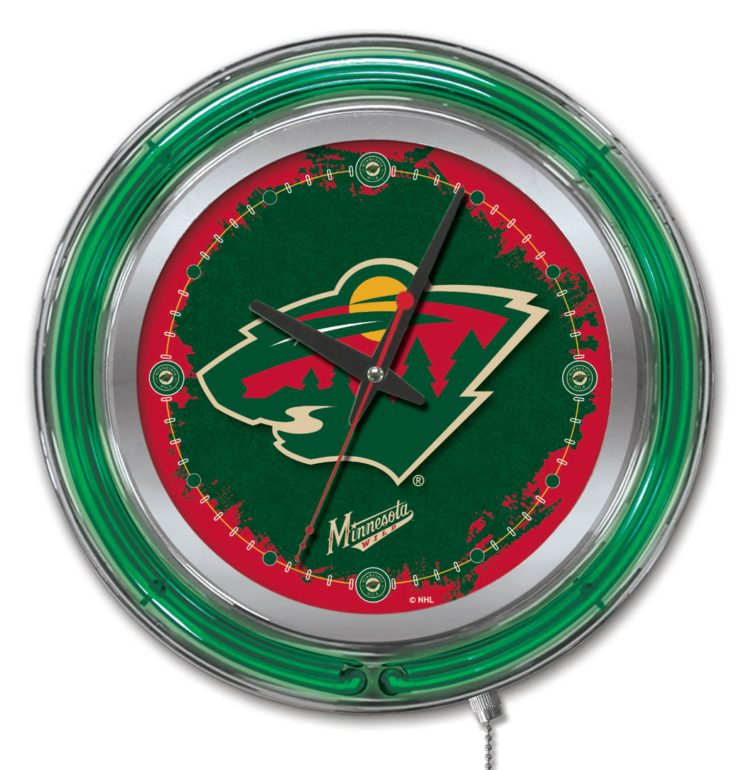 Minnesota Wild Double Neon Wall Clock - 15 