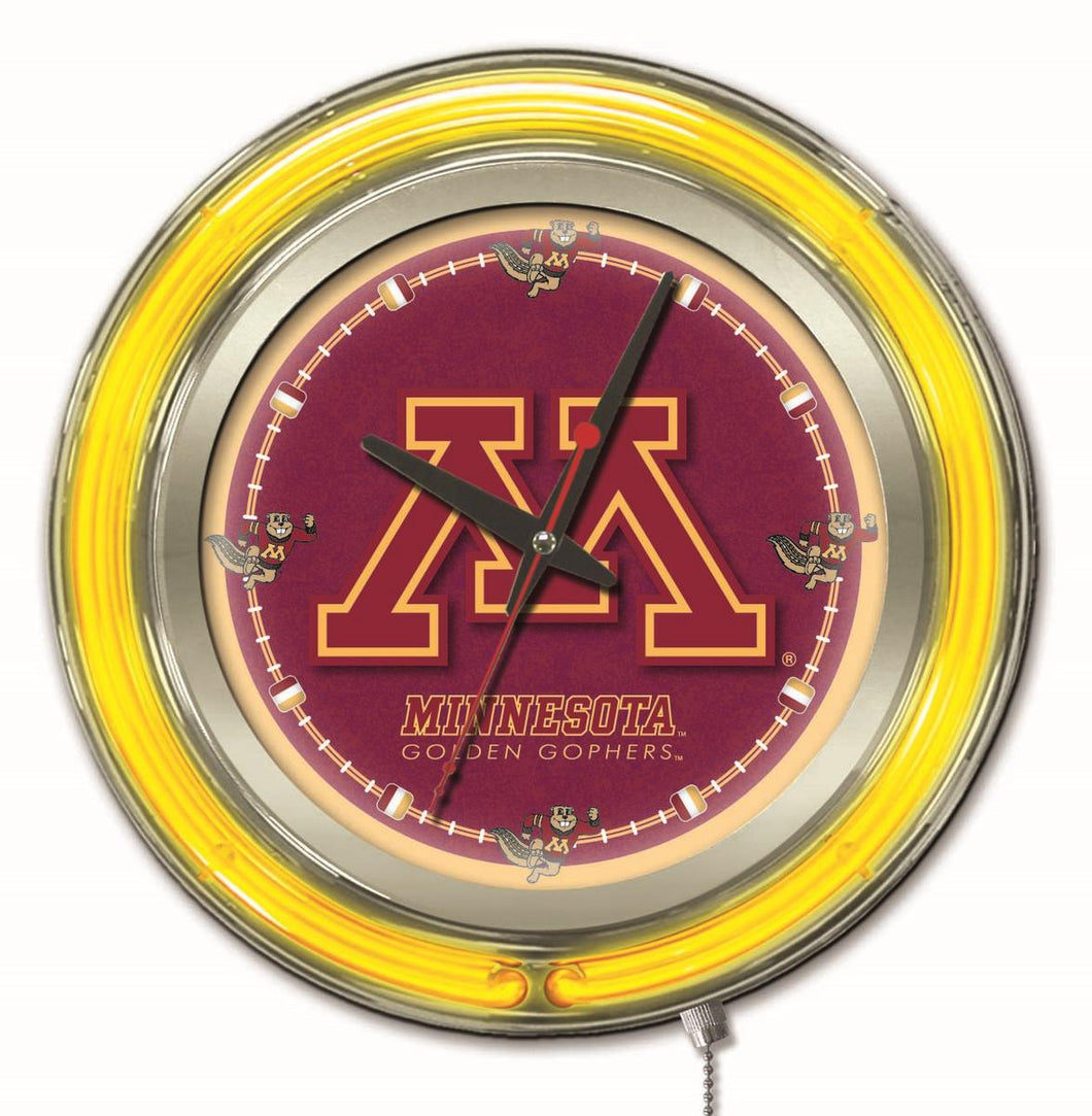 Minnesota Golden Gophers Double Neon Wall Clock - 15 