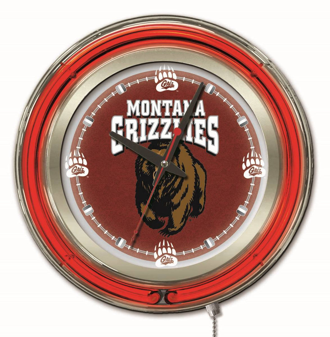 Montana Grizzlies Double Neon Wall Clock - 15 