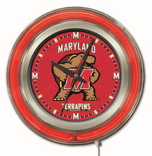 Maryland Terrapins Double Neon Wall Clock - 15 "