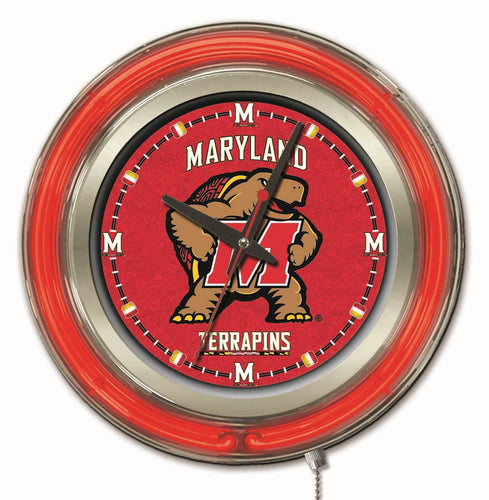 Maryland Terrapins Double Neon Wall Clock - 15 