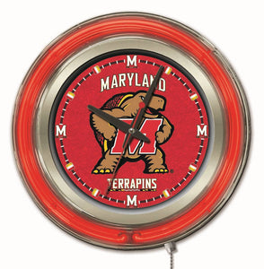 Maryland Terrapins Double Neon Wall Clock - 15 "