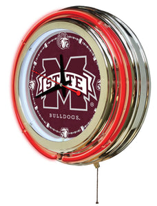 Mississippi State Bulldogs Double Neon Wall Clock - 15"