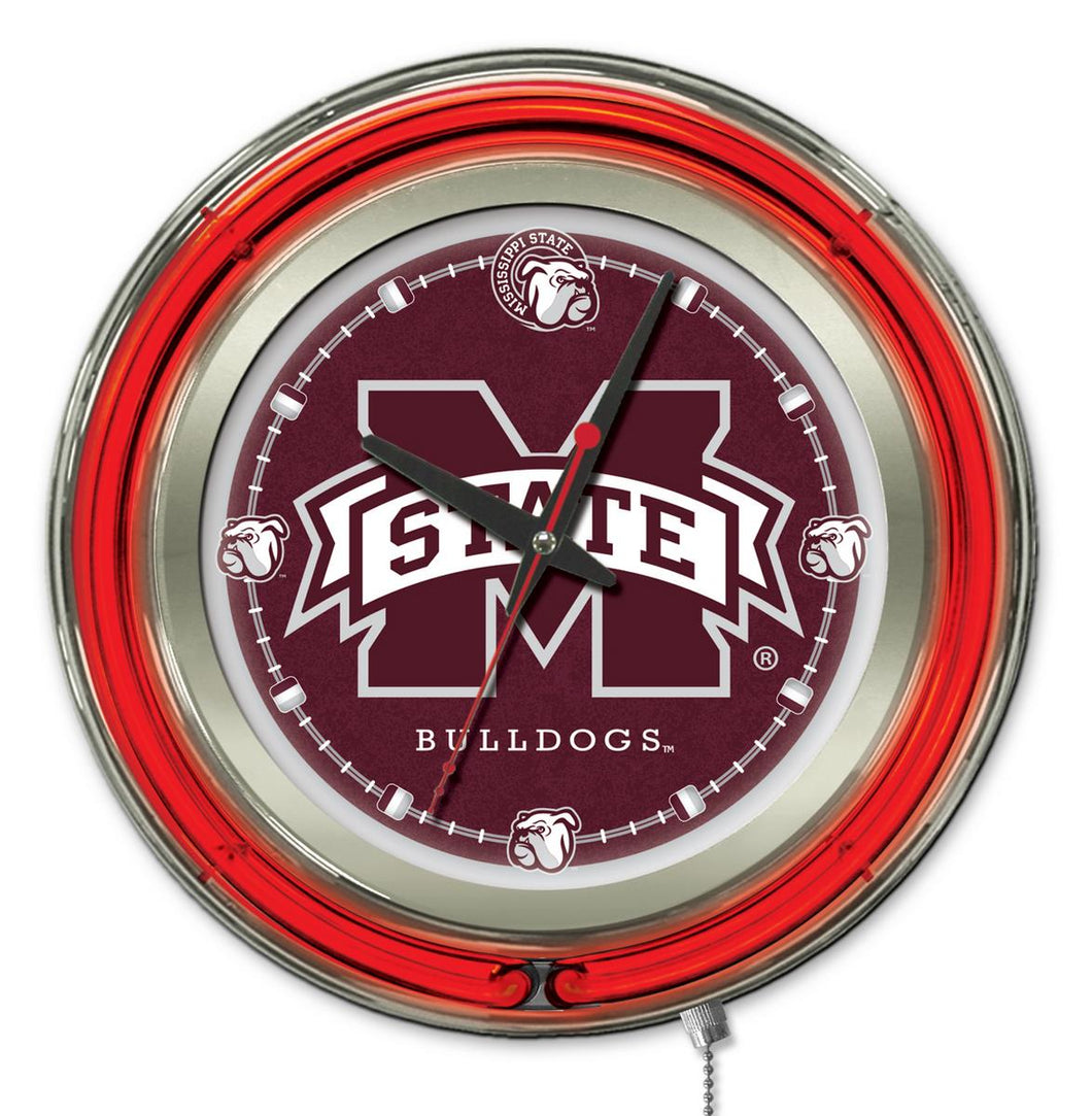 Mississippi State Bulldogs Double Neon Wall Clock - 15 