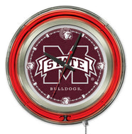 Mississippi State Bulldogs Double Neon Wall Clock - 15 "