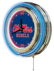 Ole Miss Rebels Double Neon Wall Clock - 15"