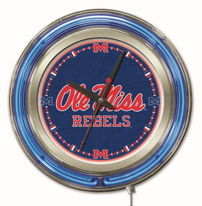 Ole Miss Rebels Double Neon Wall Clock - 15 "