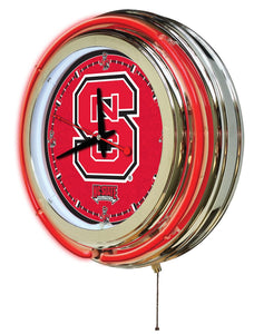 North Carolina State Wolfpack Double Neon Wall Clock - 15"