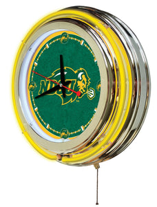 North Dakota State Bison Double Neon Wall Clock - 15"