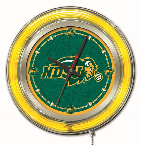 North Dakota State Bison Double Neon Wall Clock - 15 