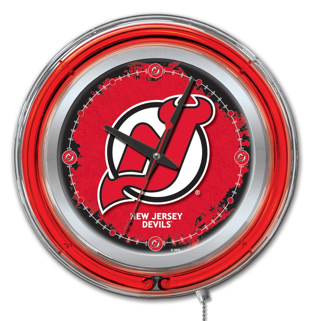 New Jersey Devils Double Neon Wall Clock - 15 