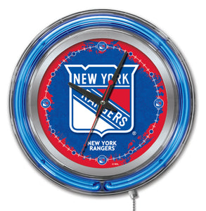 New York Rangers Double Neon Wall Clock - 15 "