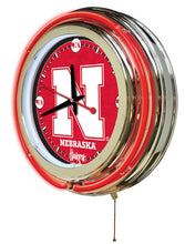 Nebraska Cornhuskers Double Neon Wall Clock - 15"