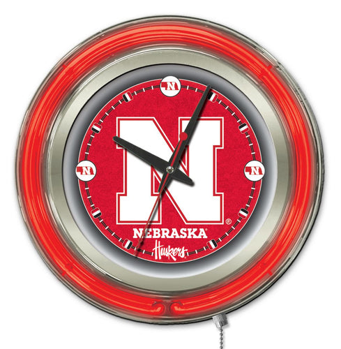 Nebraska Cornhuskers Double Neon Wall Clock - 15 