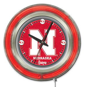 Nebraska Cornhuskers Double Neon Wall Clock - 15 "