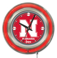 Nebraska Cornhuskers Double Neon Wall Clock - 15 "