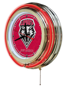 New Mexico Lobos Double Neon Wall Clock - 15"