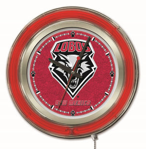 New Mexico Lobos Double Neon Wall Clock - 15 "